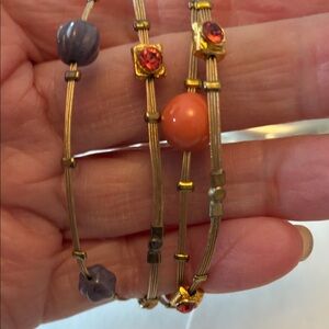 Elegant Gold and Orange Beaded Bracelet Set